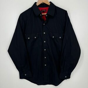 Wolverine Mens Long Sleeve Pearl Snap Western Work Shirt Black Red Size L